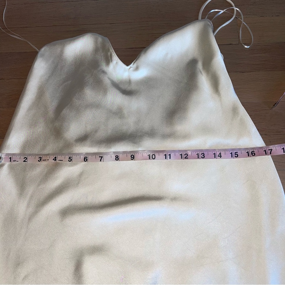 NWT Zara Ivory Satin Maxi Slip Dress Strappy Sexy Cocktail Event Classy Size M - Picture 13 of 15